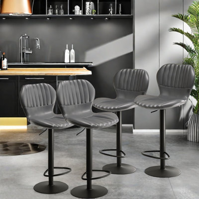 Swivel Bar Chairs, Adjustable Counter Height Bar Stools With High Backrest, Set Of 4 by Latitude Run