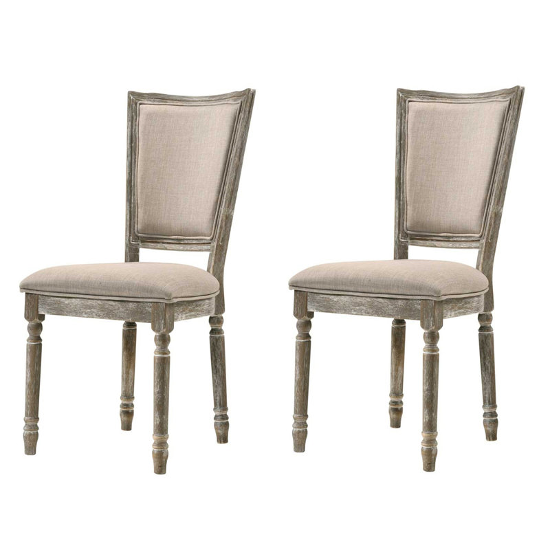 Ensemble de 2 chaises d'appoint rembourrées beige et gris récupéré