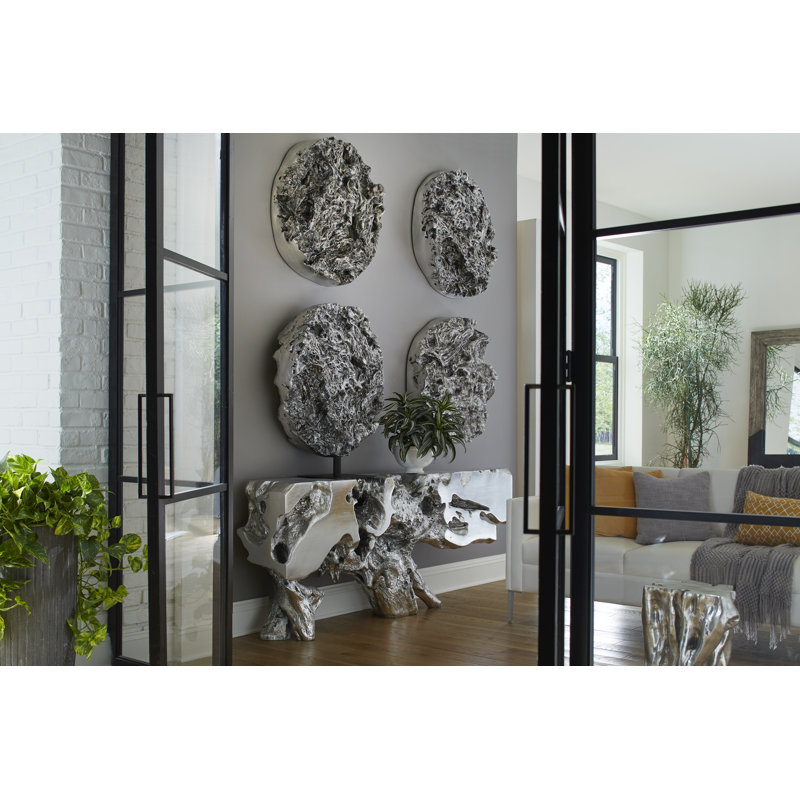 Large Silver Contemporary Cast Root Wall Sculpture