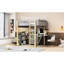 Lit mezzanine simple gris avec rangement et bureau d'écriture pliable simple avec caractéristiques pratiques-117516162