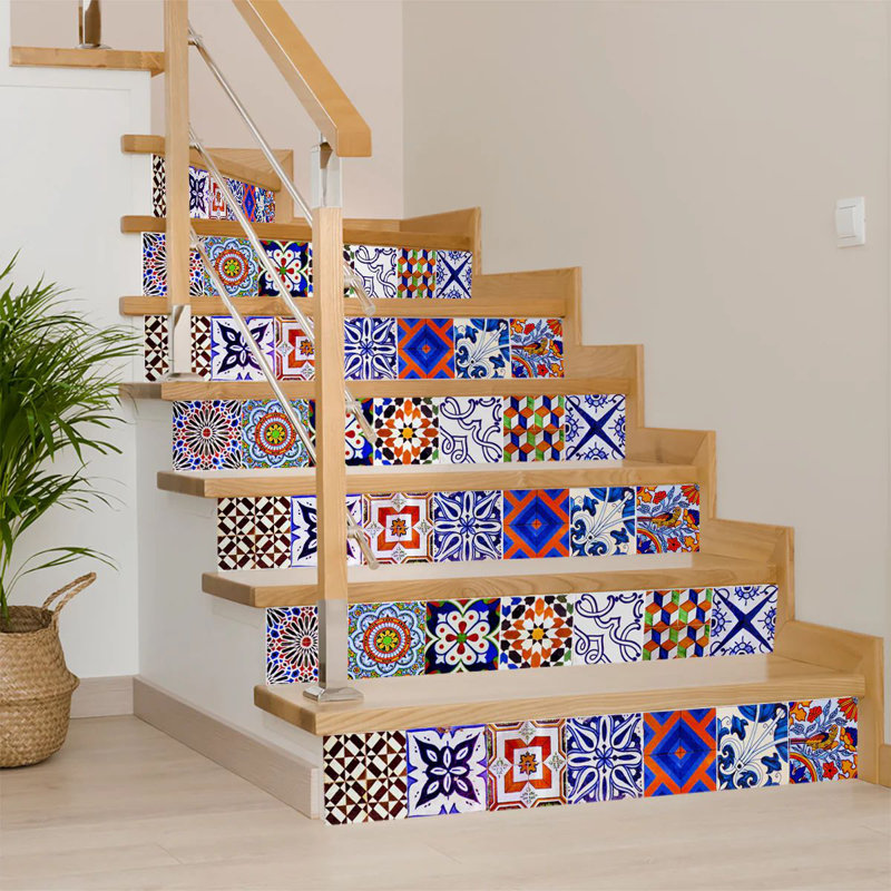 Carreau de mosaïque floral auto-adhésif en vinyle 7 po x 7 po