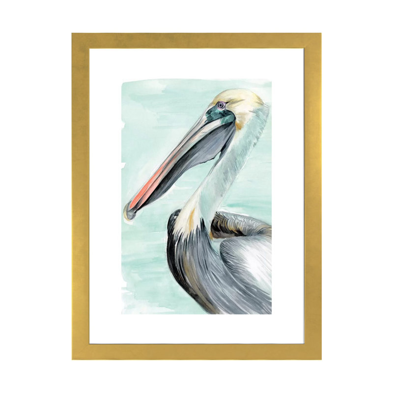 « Turquoise Pelican II » par Jennifer Paxton Parker, reproduction d’art, Blanc, H 32 po x l 24 po x P 1 po