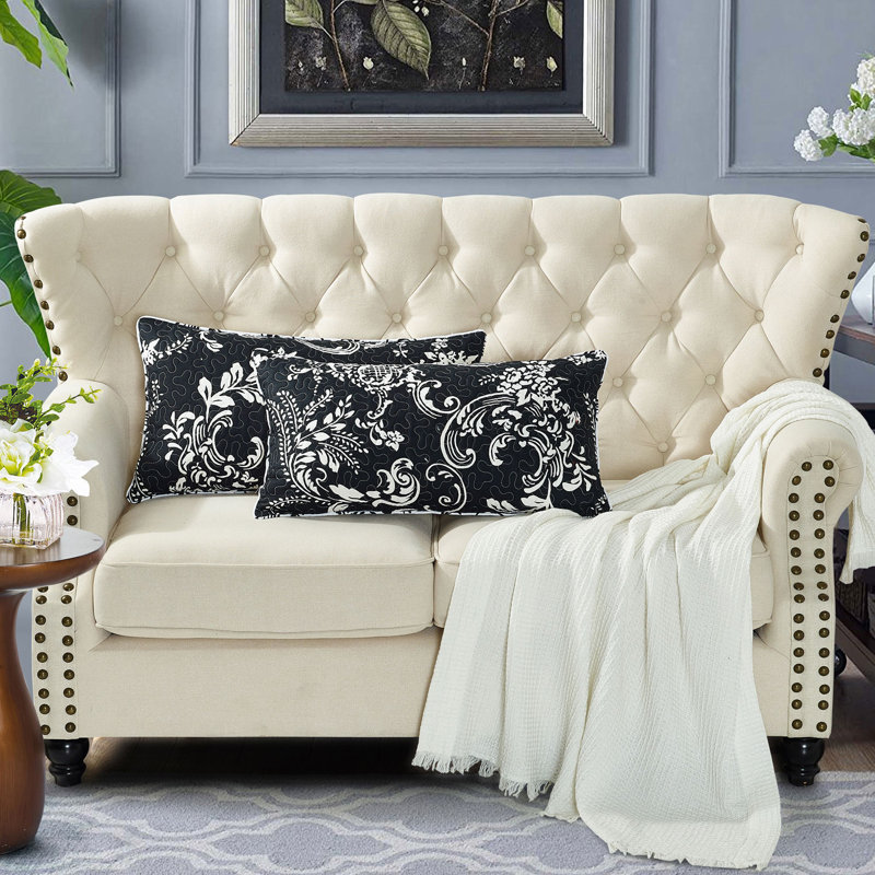 Ravello Scroll Abstract Pillow Cover, Black/White