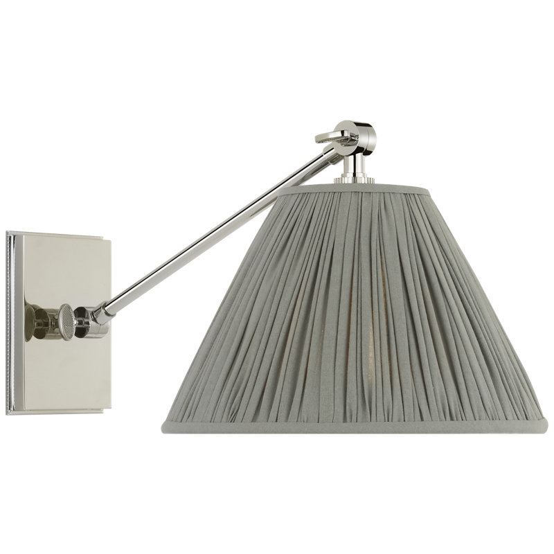Marie Flanigan 1 - Light Armed Sconce, Polished Nickel, Blue