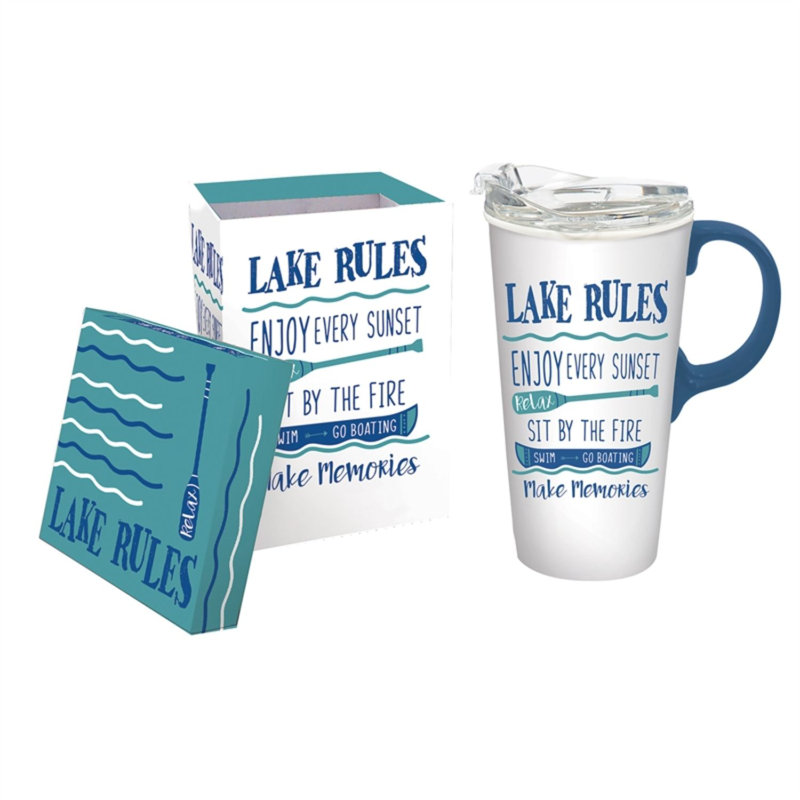 Grande tasse de voyage en céramique 17 Oz Lake Rules