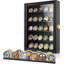 Lockable Display Case For Challenge Coins And Medals With Removable Shelves, Wall Mountable Shadow Box With UV Protection Glass And Velvet Lining