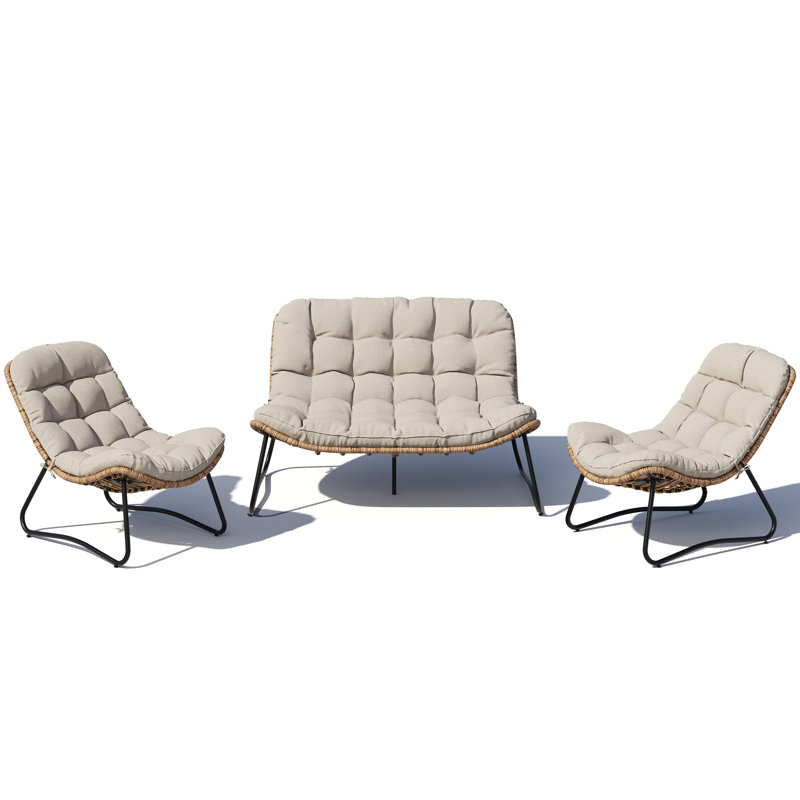 4-person Patio Conversation Sets With Cushions, Beige