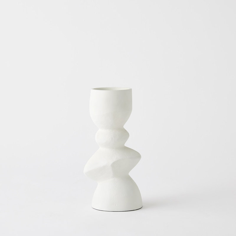 Pradier Candle Holder-White-Med