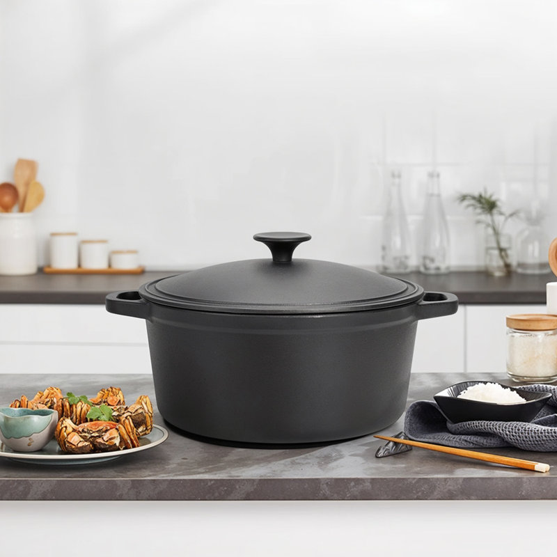Belfry Kitchen Cast Iron Round Dutch Oven, 24cm, 4L
