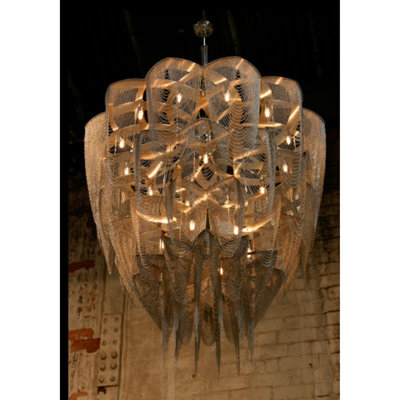 Lustre rond clair en laiton massif à fleurs Protea