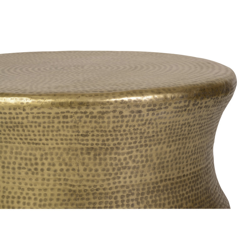 Gary Solid Wood Drum Coffee Table, Gold