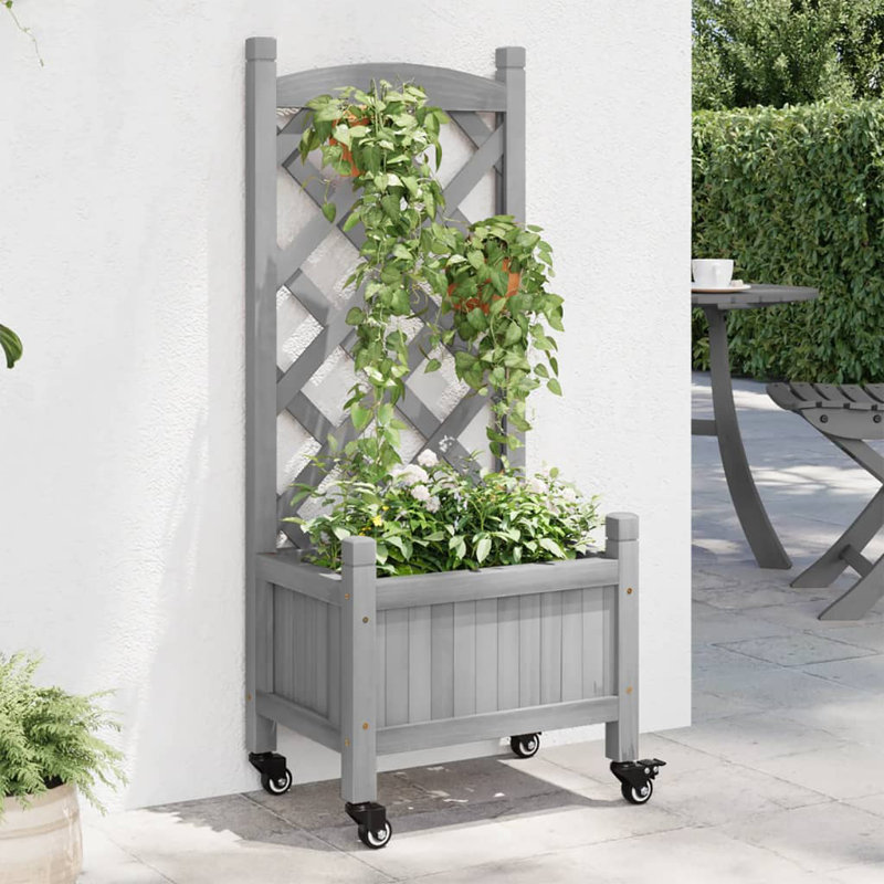 Planter Box, 97.5cm H x 40cm W x 30cm D, Grey/Brown/Blue