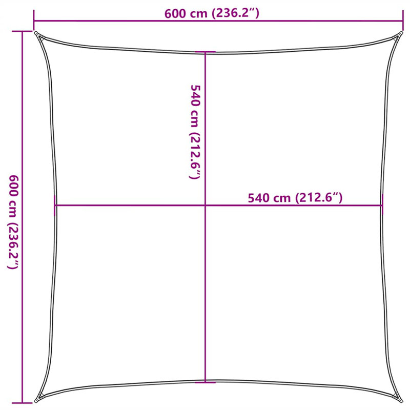 6m x 6m Square Shade Sail, Orange