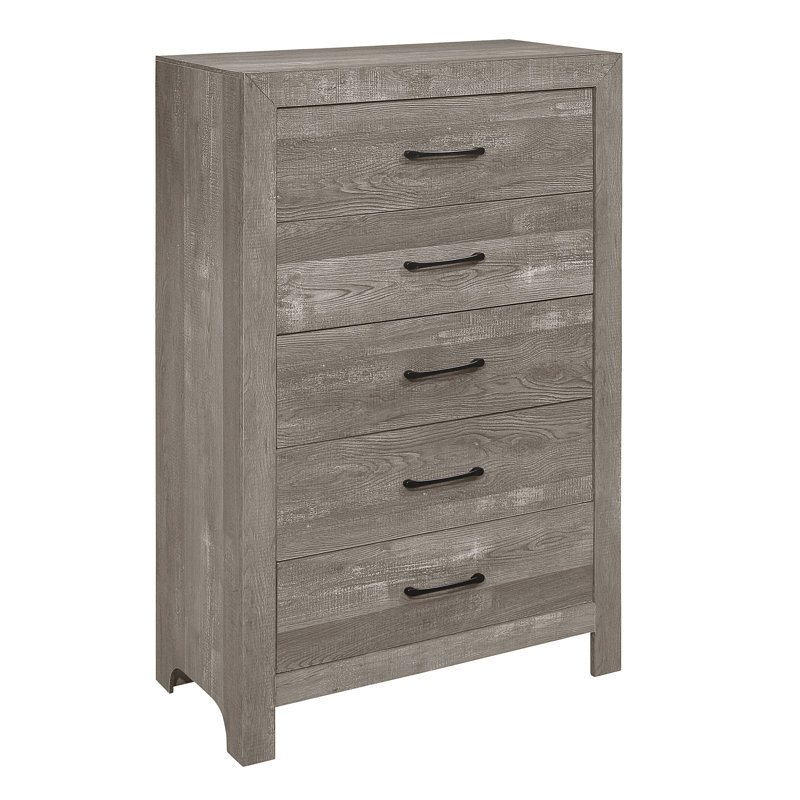Commode 5 tiroirs Davaya, Gris
