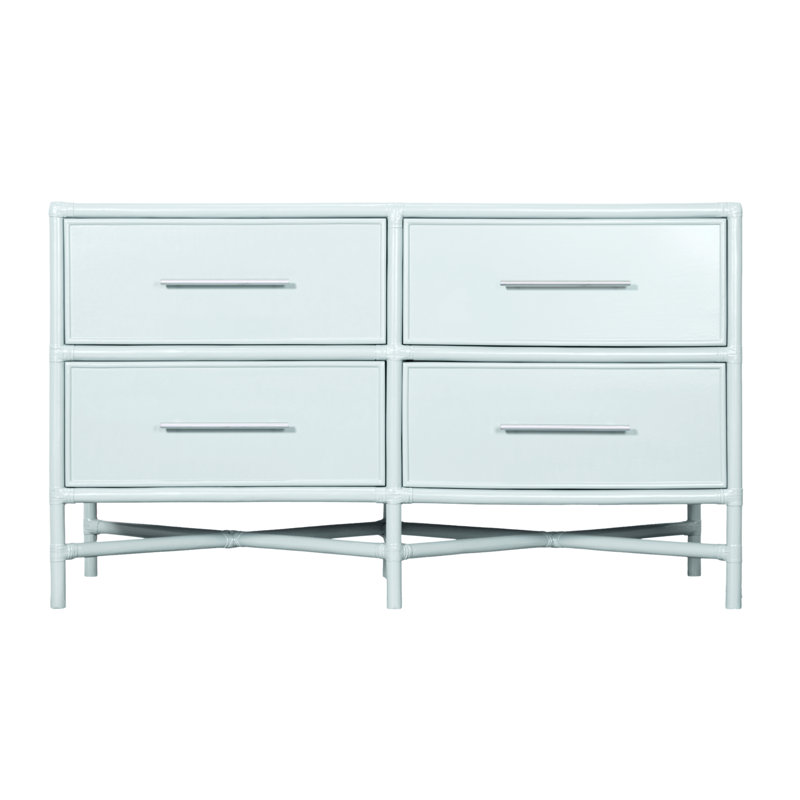 Venice 4 Drawers 54" W Double Dresser, Light Blue