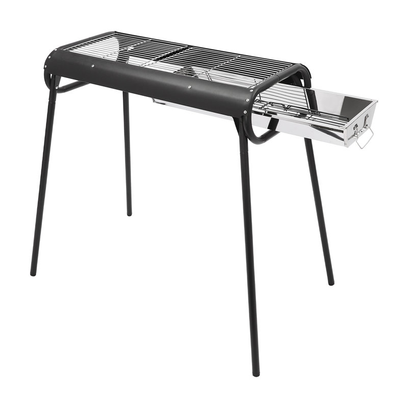 Barbecue portatif au charbon de bois en acier inoxydable avec sac de rangement amovible, idéal pour le camping, les pique-niques et les fêtes dans le jardin (3 à 8 personnes).