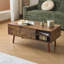 Table basse avec plateau relevable et compartiment caché, table en bois avec tablette de rangement pour le salon, le bureau