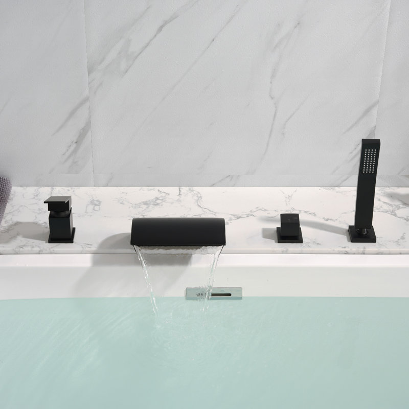2 Handle Bathroom Roman Tub Faucet with Diverter, Black