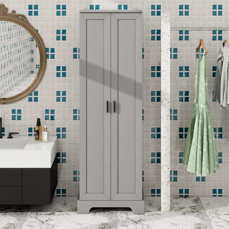 Armoire de rangement de salle de bain avec 2 portes, armoire de plancher avec tablettes réglables, pour salle de bain, cuisine, salon, bureau