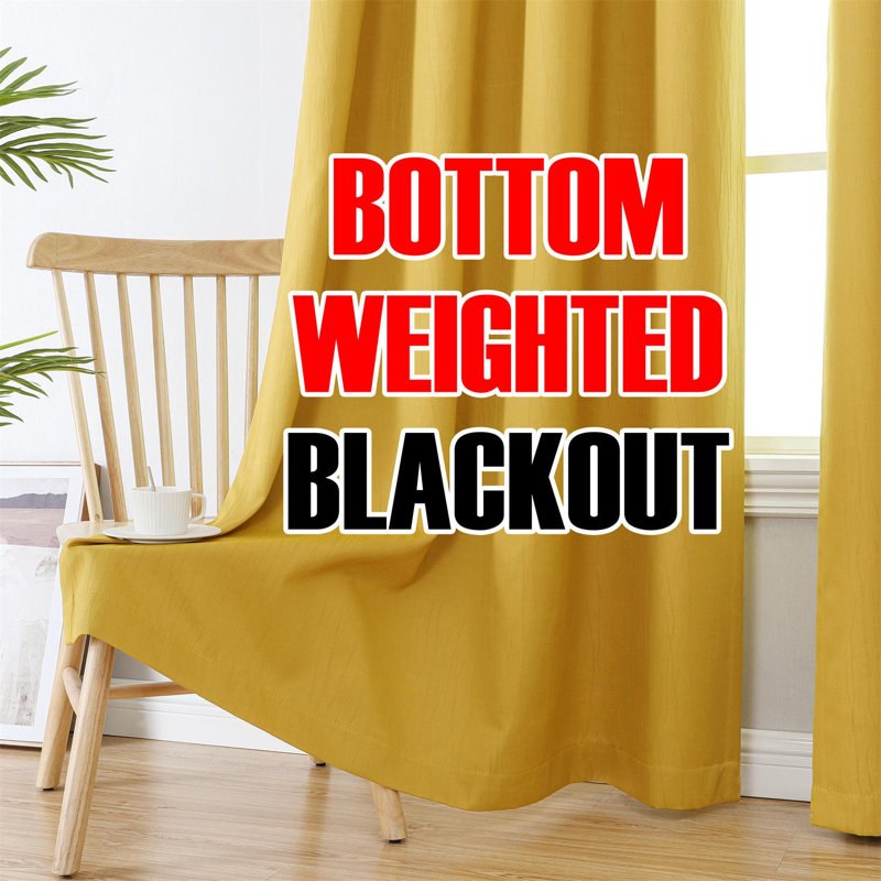 Embossed Blackout Curtain, Yellow, 50" W x 84" L