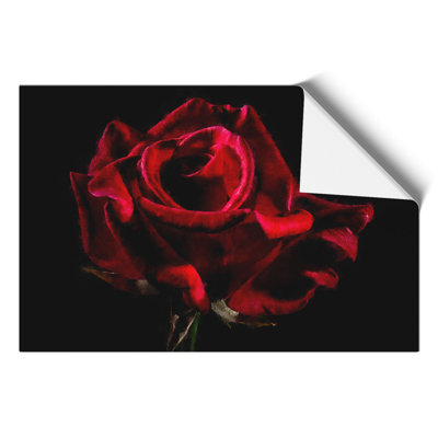 Red Rose Flower Painting - Frameless Print