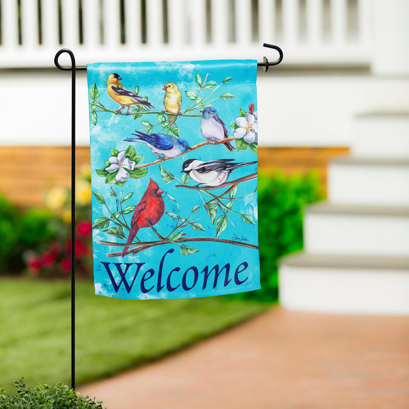 Drapeau de jardin multi oiseaux en suède
