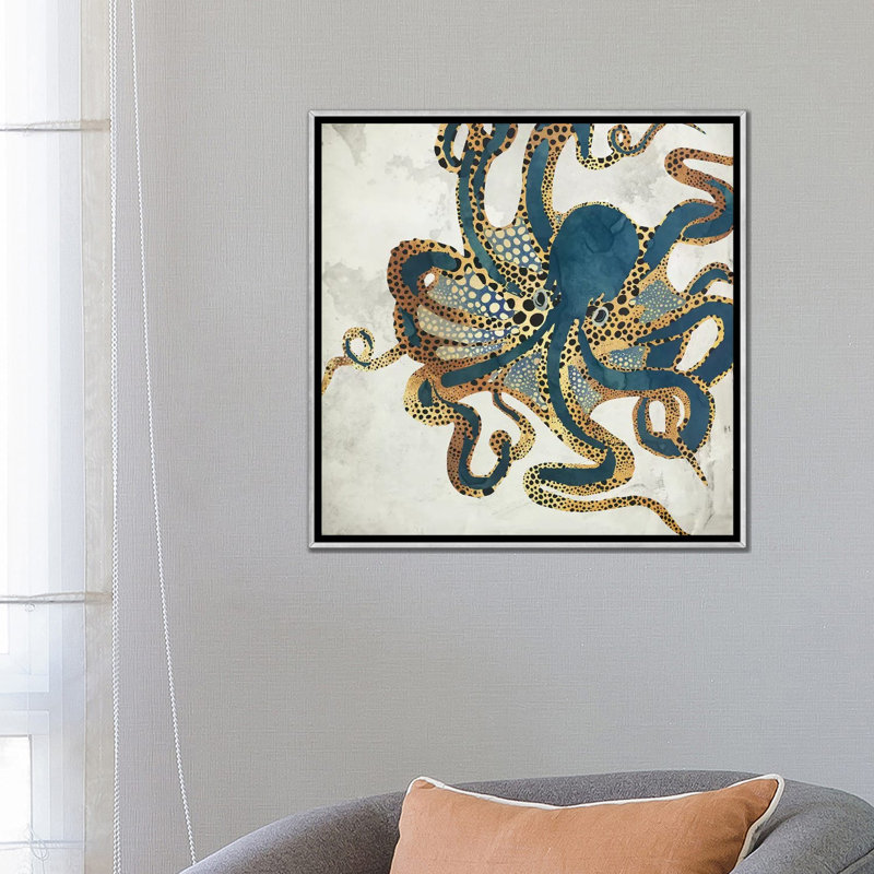 Underwater Dream VI - impression d'art graphique, H 26 po x l 26 po, Toile avec cadre flottant, Argent argent