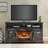 60 Inch Electric Fireplace Entertainment Center With Door Sensor-Dark Rustic Oak-1925797148