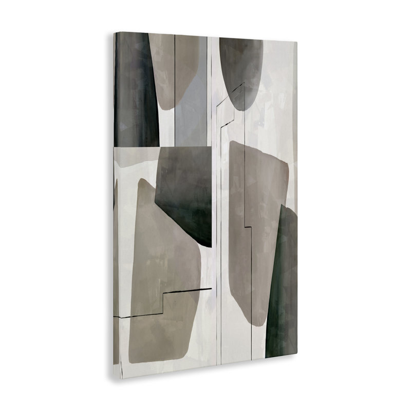 Art mural contemporain sur toile géométrique oblongue, design par cartissi, H 30 po x l 20 po