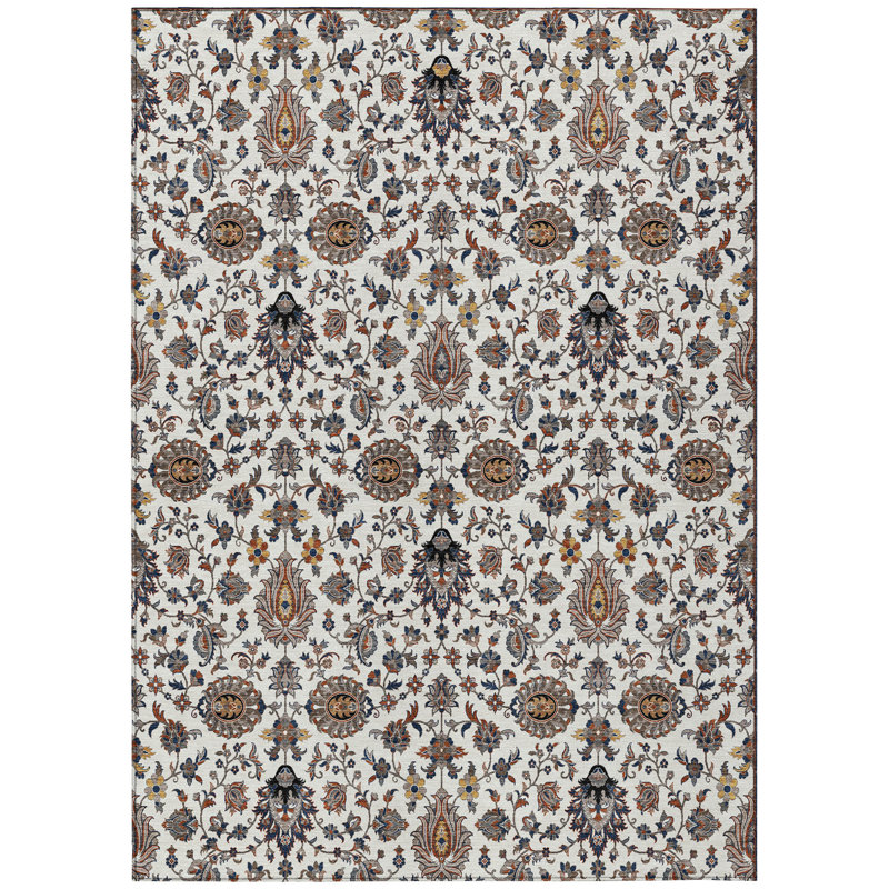 Machine Washable Indoor/Outdoor Husby ACN2192 Global Rug, Rectangle 10' x 14'