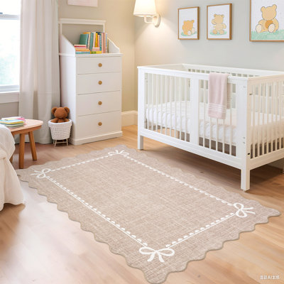 Tapis moderne à bords festonnés - Tapis doux, antidérapant et lavable - parfait pour le salon, la chambre à coucher, la chambre de bébé, le dortoir, le couloir, la salle de jeux
