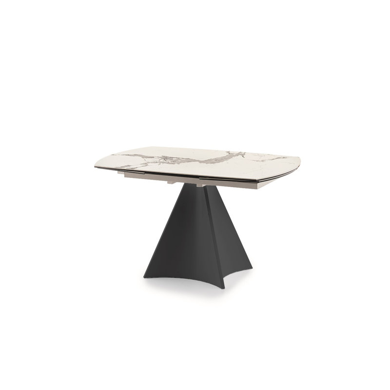 Keeble 90 cm Extendable Rectangular Dining Table with Iron Base, Carrara, Graphite