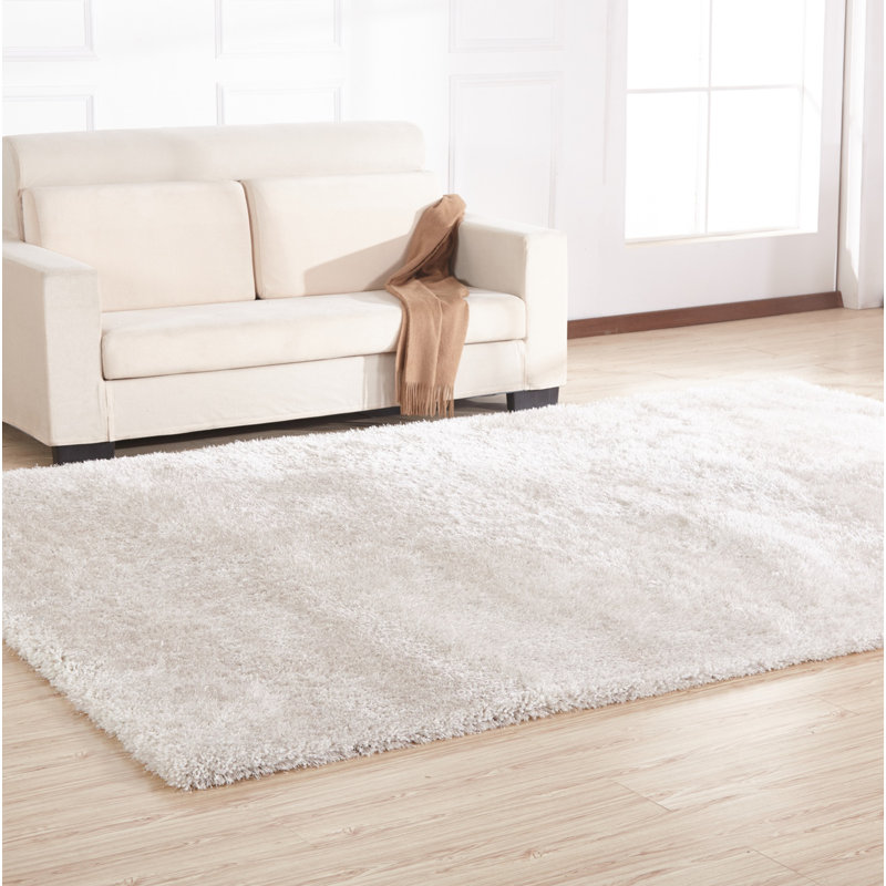 Tapis blanc touffeté à la main Totowa, Rectangle 5 pi x 7 pi