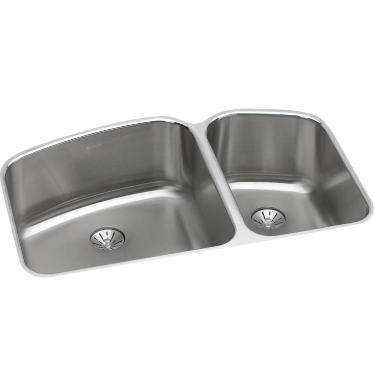 Lustertone 32.75" L x 21" W Double Basin Undermount Kitchen Sink