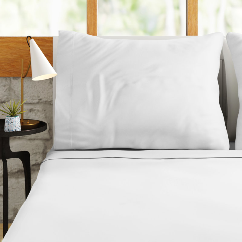 Nuevo 100% Cotton Sateen Sheet Set, White, Queen