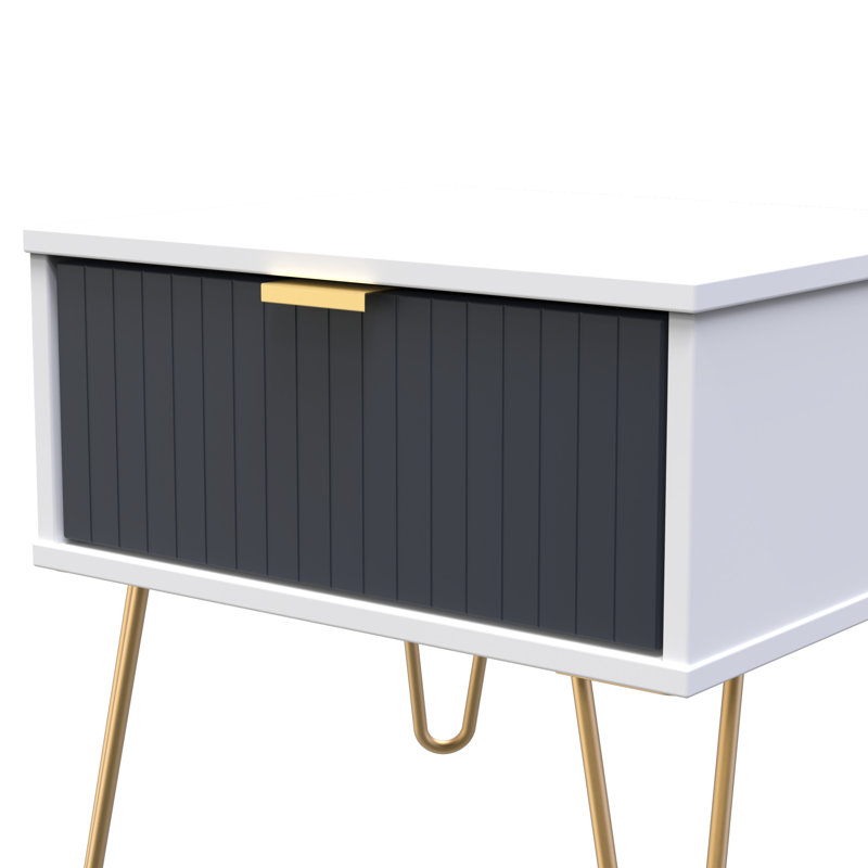 Beranda 45cm W Manufactured Wood Bedside Table, Indigo Matt/White