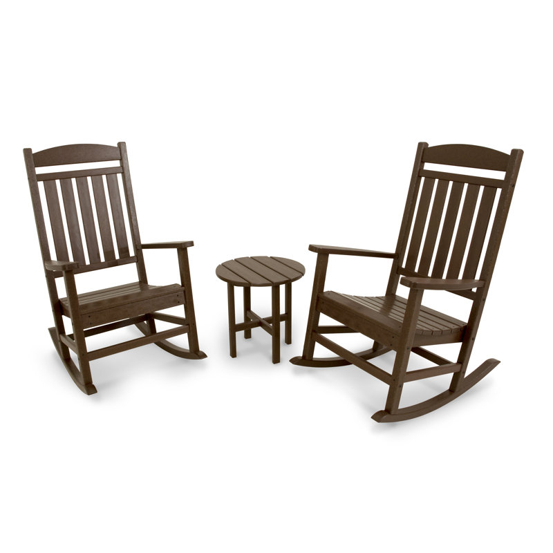 POLYWOOD Classics 3-Piece Rocker Seating Set, Mahogany