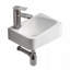 Lavabo-vasque rectangulaire suspendu en céramique blanc laiteux, 35,5 cm x 25,5 cm, avec robinet et bonde.