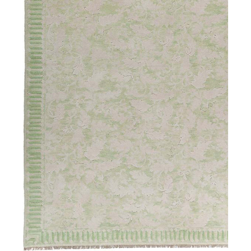 Tapis beige et vert clair noué à la main de haute qualité