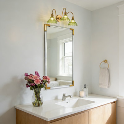 Applique murale rétro avec abat-jour en verre, luminaire de meuble-lavabo moderne en laiton 3 lumières pour salle de bain, chambre à coucher, couloir et entrée