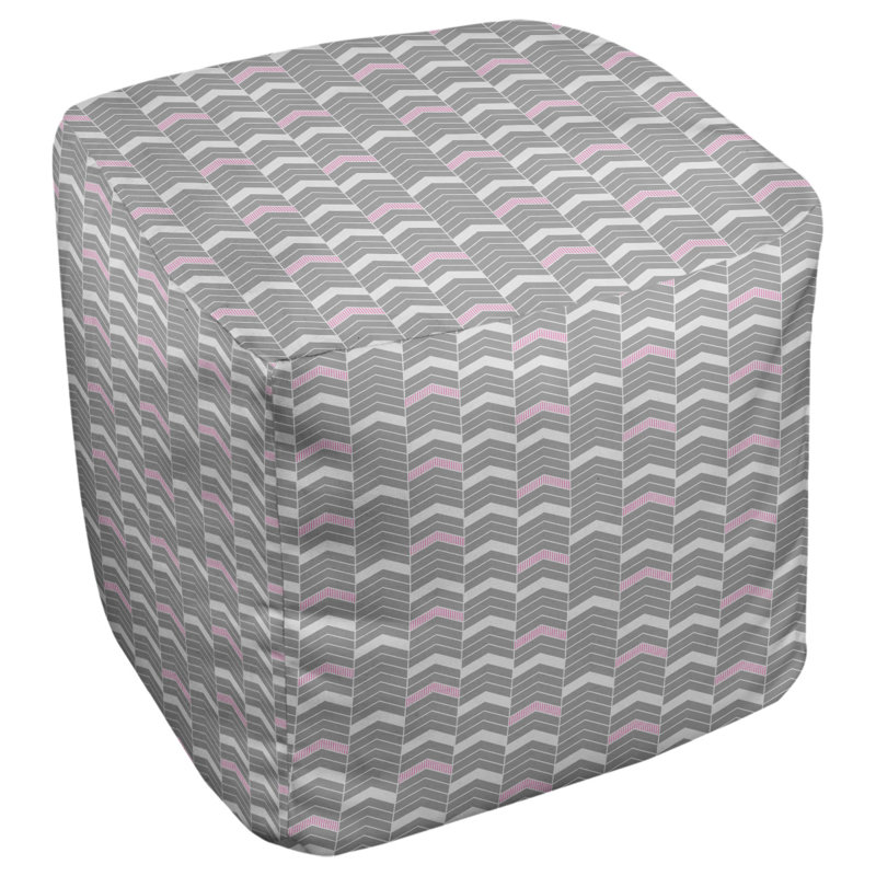 Repose-pieds cube à chevrons bicolores, Rose