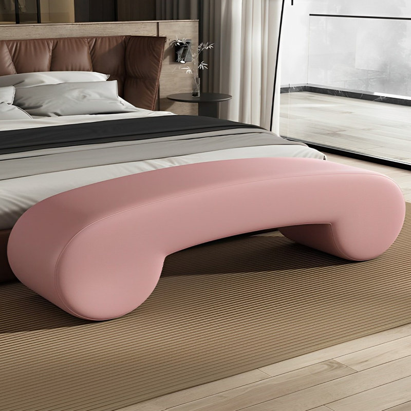 Banc rembourré en cuir Tierone Match, Rose