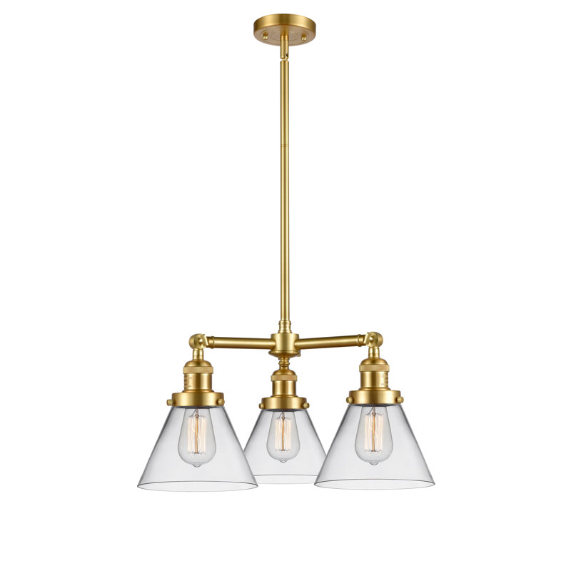Lustre-light Malmesbury, H 13 po x l 22 po x P 22 po, Transparent, Or satiné