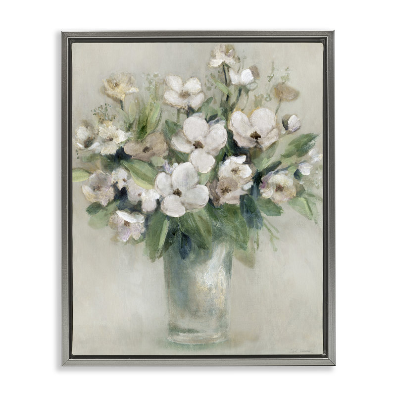 Bouquet de cornouiller printanier, Cadre flottant gris lustré, H 21 po x l 17 po