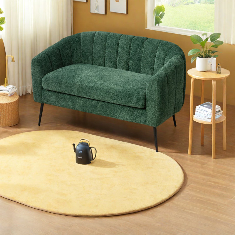 Causeuse d'appoint en chenille compacte moderne et glamour pour petits espaces