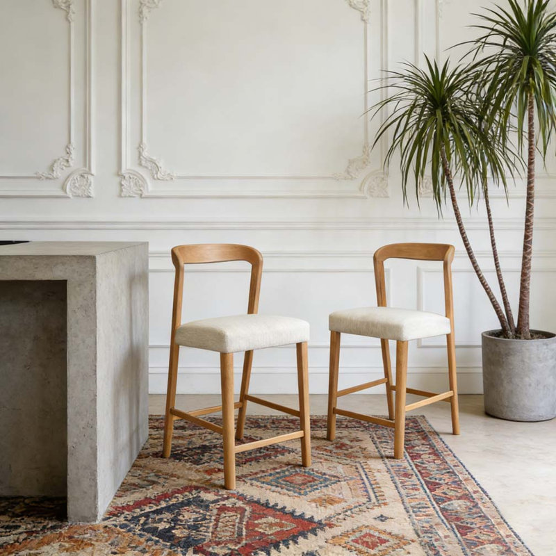 Solid Rubber Wood Counter Stools