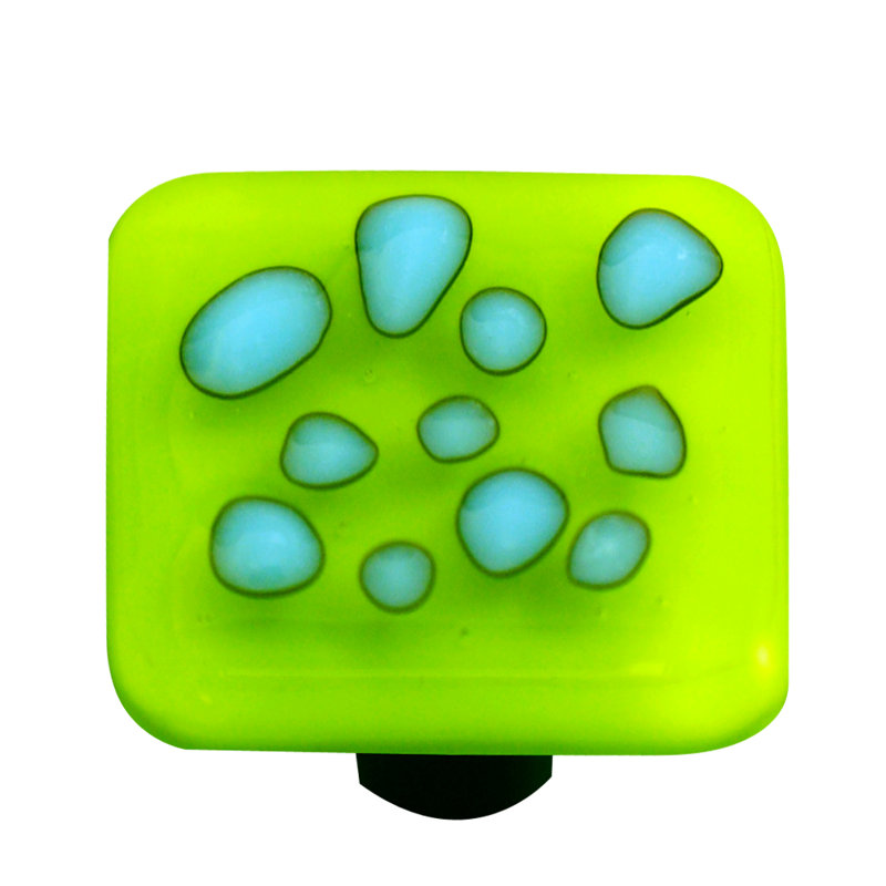 Spring Green and Blue Glass Square Knob with Mounting Hardware