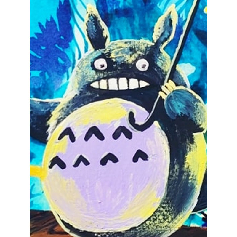 Totoro avec parasol | Aquarelle sur toile | Par Swati Tripathi