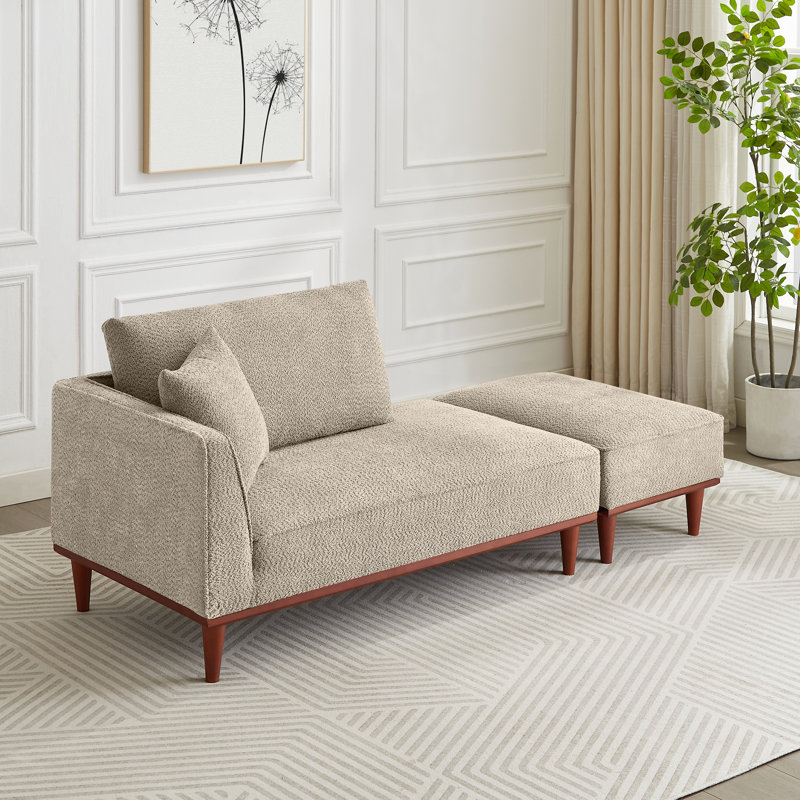Chaise longue et tabouret rembourrés Finken, Chameau