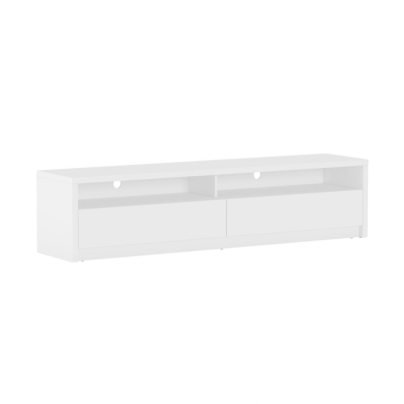 Contemporary Ketchum 70" TV Stand with Easy Snap Assembly and Full Extension Drawers, White